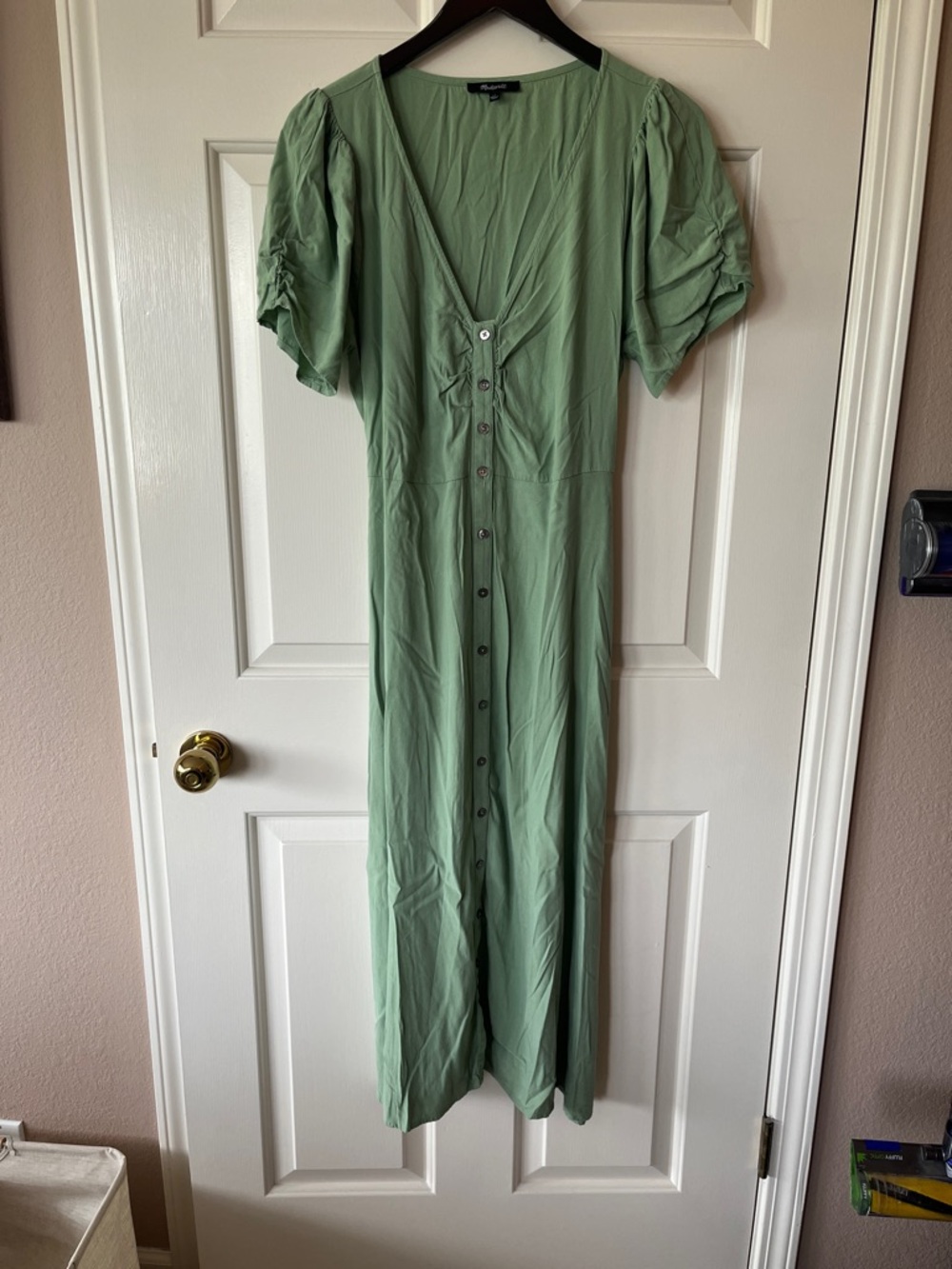 Madewell Sage Green Button-Front Maxi Dress